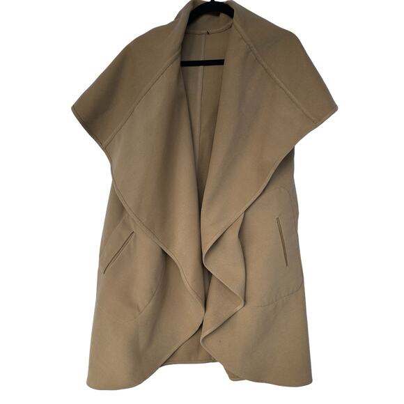 Montanaco Western Sleeveless Duster XL Camel Brown Cowgirl Heavyweight Faux Wool